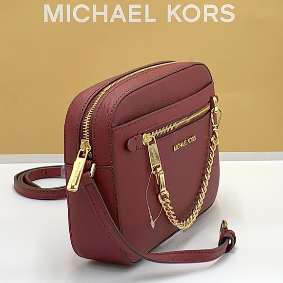 MICHAEL KORS 
Large East West  Saffiano Leather Crossbody Bag DARK CHERRY🍒COLOR - Picture 4 of 16